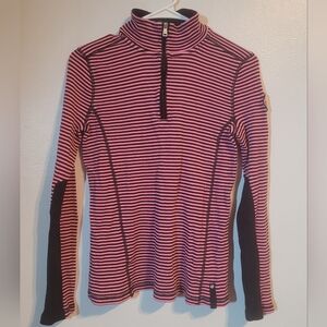 Striped Pink and Black Half-Zip Sweater